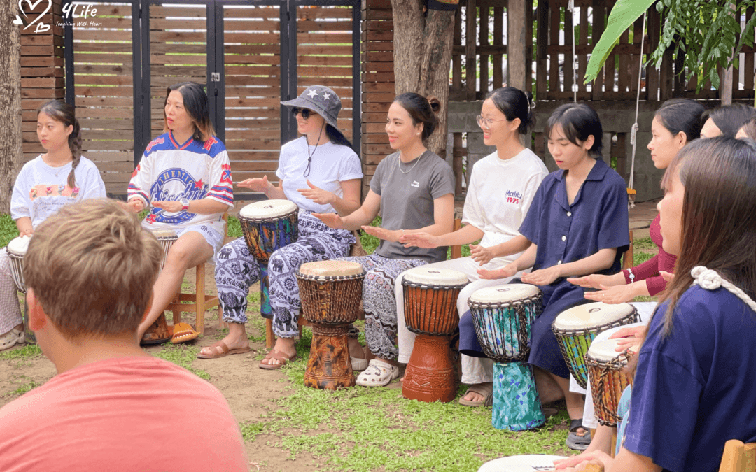 Discover the Heartbeat of Africa: Diệp Chí Huy’s Djembe Workshop at 4Life Kindergarten